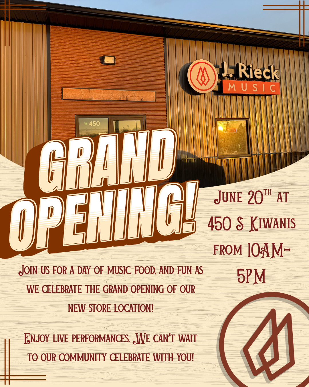 Come check out our new location! 450 S Kiwanis Ave, Sioux Falls, SD 57104. Expanded selection on Guitars, Basses, Banjos and more!